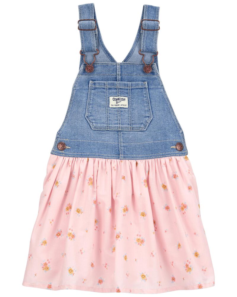 Baby Denim Floral-Print Jumper Dress , image 1 of 5 slides