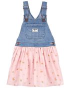 Baby Denim Floral-Print Jumper Dress , image 1 of 5 slides