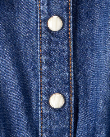 Toddler Girl Denim Cotton Long-Sleeve Jumpsuit - Blue, 