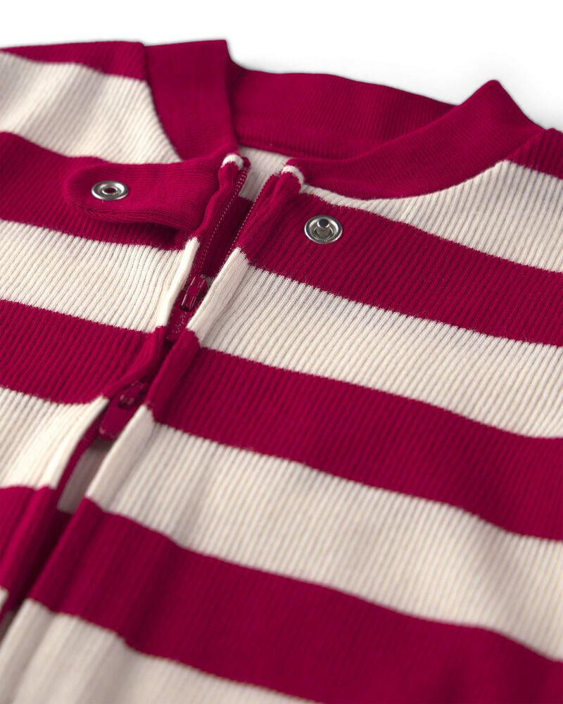Baby Organic Cotton Ribbed Sleeper in Stripes, image 4 of 5 slides