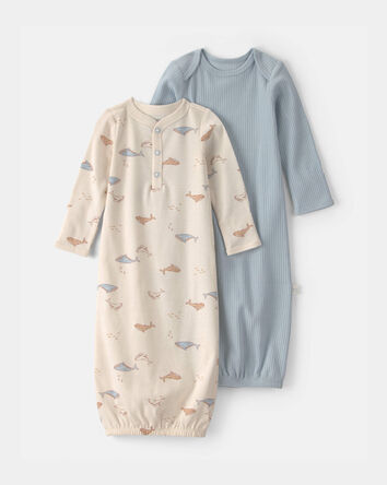 B&eacute;b&eacute; - Emballage 2 robes de nuit &agrave; motif baleine - Bleu, 