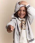 Toddler Boy Zip-Up Hoodie - Heather Grey, image 2 of 7 slides