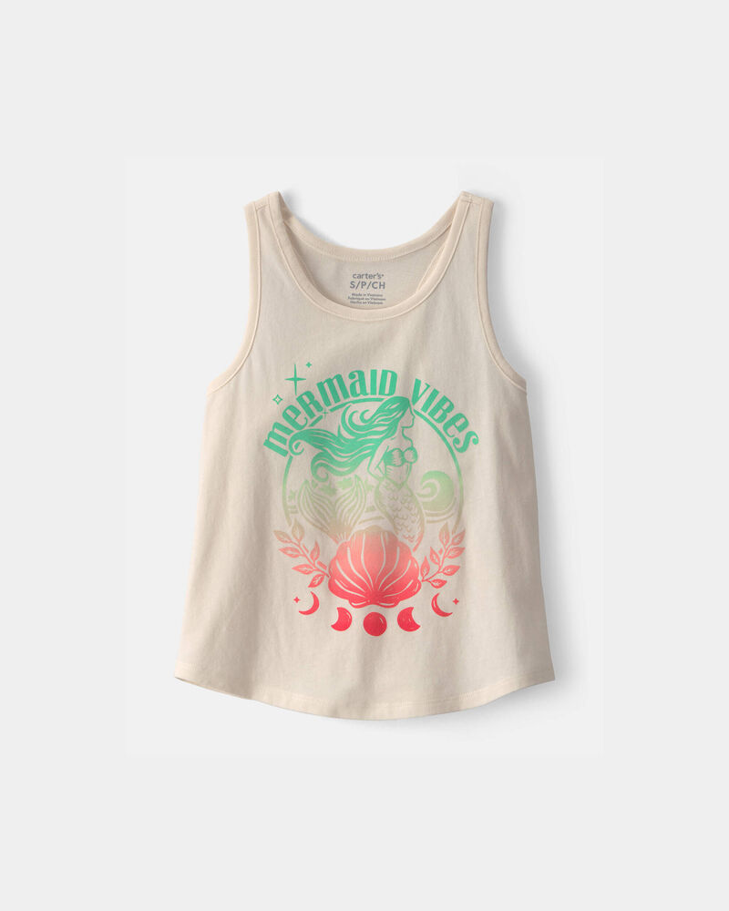 Girls 'Mermaid Vibes' Ombre Graphic Tank - Cream, image 1 of 3 slides