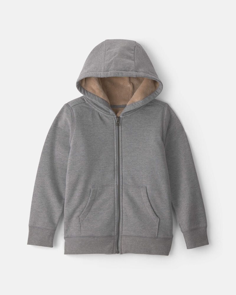 Boys Fleece Zip-Up Hoodie - Grey, image 1 of 4 slides