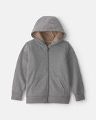 Boys Fleece Zip-Up Hoodie - Grey, image 1 of 4 slides
