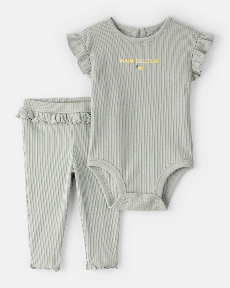 Baby Girl 'Main Squeeze' Bodysuit & Pant Set - Green, image 1 of 4 slides