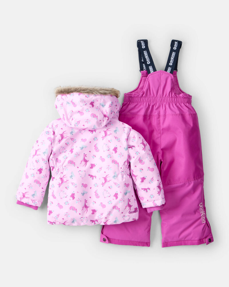 Toddler Girl 2-Piece Taslan Animal Print Snowsuit Set - Pink, image 2 of 13 slides