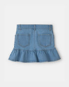 Girls Floral Denim Ruffle Skirt - Medium Wash, image 2 of 4 slides