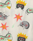 Gar&ccedil;ons - Pyjama ajust&eacute; 4 pi&egrave;ces en coton &agrave; motif jeu vid&eacute;o &ndash; Gris, image 3 sur 4 diapositives