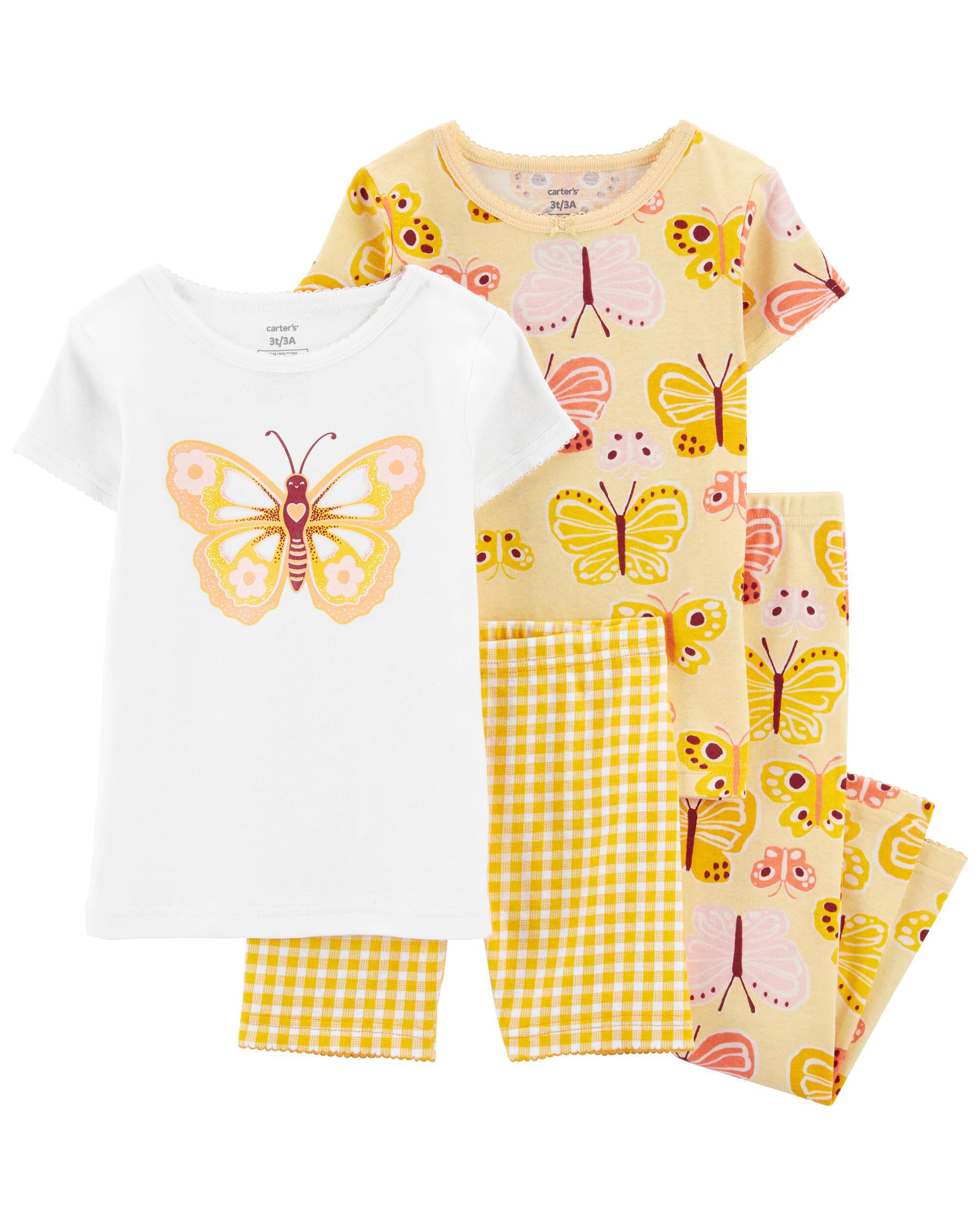 4 Piece Butterfly 100 Snug Fit Cotton Pyjamas