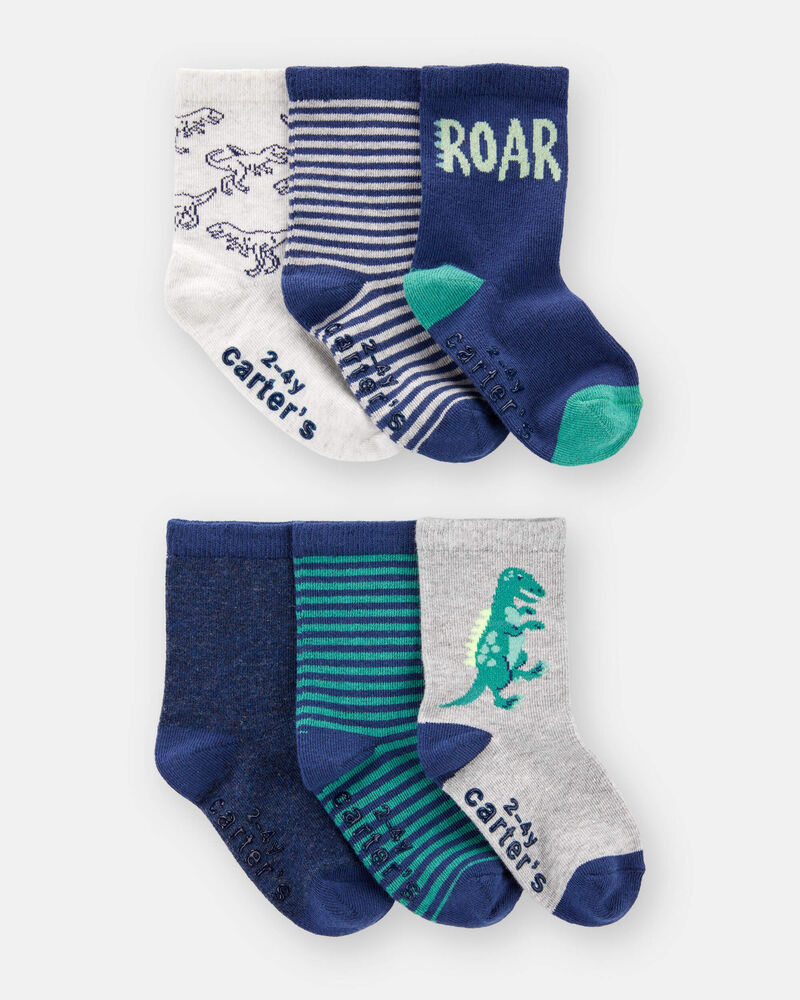 Toddler 6-Pack Dinosaur Socks, image 2 of 3 slides