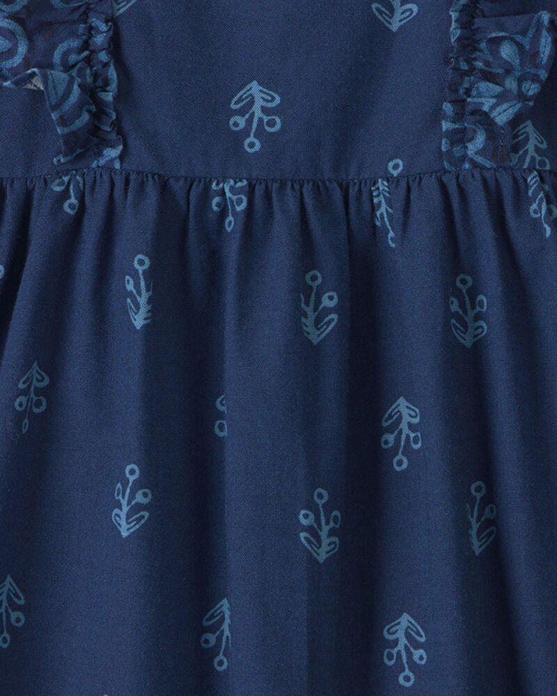 Tout-petit fille - Robe &agrave; &eacute;paules volant&eacute;es &agrave; motif floral - Bleu marine, image 3 sur 3 diapositives
