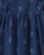 Tout-petit fille - Robe &agrave; &eacute;paules volant&eacute;es &agrave; motif floral - Bleu marine, image 3 sur 3 diapositives