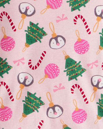 Jeune - Pyjama 2 pièces en coton à manches longues avec imprimé de Noël – Rose, 