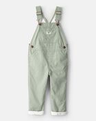 Toddler Girl Butterfly-Lined Canvas Overalls - Green, image 1 of 4 slides