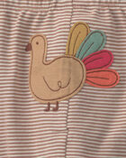 B&eacute;b&eacute; - Ensemble 2 pi&egrave;ces haut &laquo;Baby's First Thanksgiving&raquo; et pantalon  &ndash; Brun/Cr&egrave;me, image 3 sur 3 diapositives