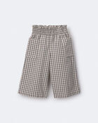 Toddler Girl Gingham Smocked Wide Leg Pant - Cream/Grey, image 2 of 7 slides