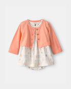 Baby Girl 2-Piece Beach Cardigan & Bodysuit Dress Set - Orange/Ivory, image 1 of 5 slides
