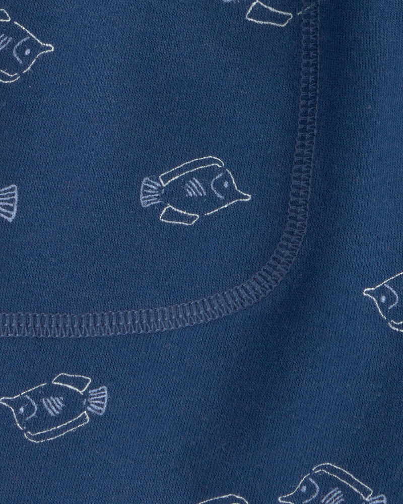 Toddler Boy Fish French Terry Shorts - Blue, image 3 of 4 slides
