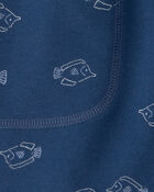Toddler Boy Fish French Terry Shorts - Blue, image 3 of 4 slides