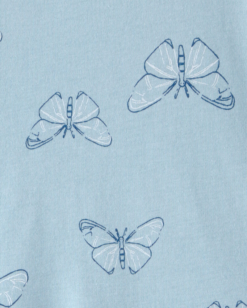 Filles - Robe &agrave; manches courtes, papillons - Bleu, image 3 sur 3 diapositives