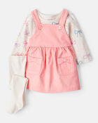 Baby Girl 3-Piece Bow Heart Print Long-Sleeve Dress Set - Orange
, image 1 of 6 slides