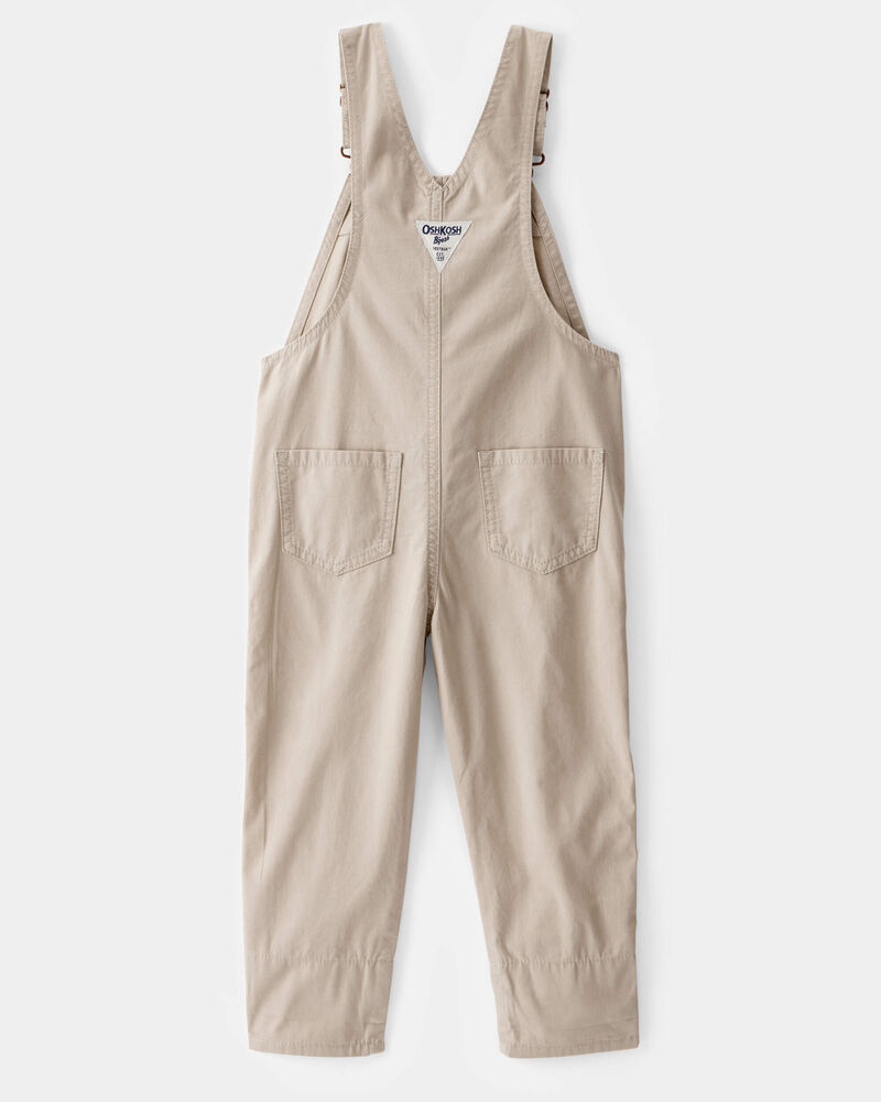 Toddler Girl Lightweight Canvas Overalls - Khaki, image 2 of 4 slides