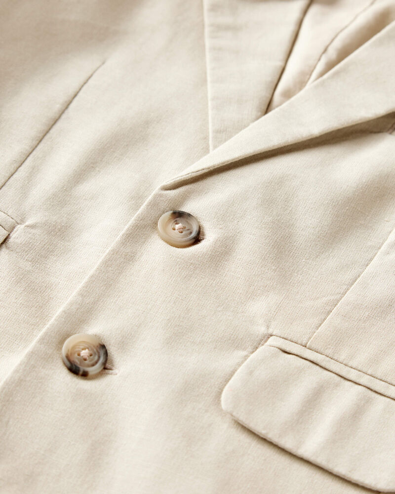 Toddler Linen Suit Jacket Made With Organic Cotton - Khaki, image 2 of 4 slides