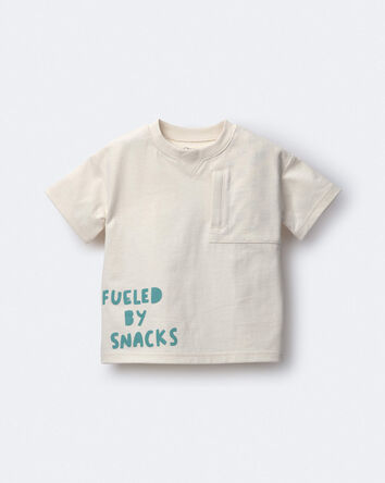 Toddler Boy Fueled By Snacks' Zipper Pocket Tee - Cream, 