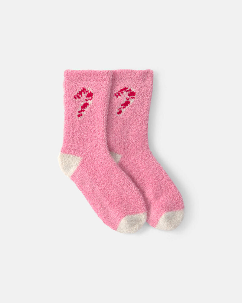 Tout-petit fille - Chaussettes douillettes &agrave; canne de bonbon de No&euml;l - Rose, image 1 sur 1 diapositives
