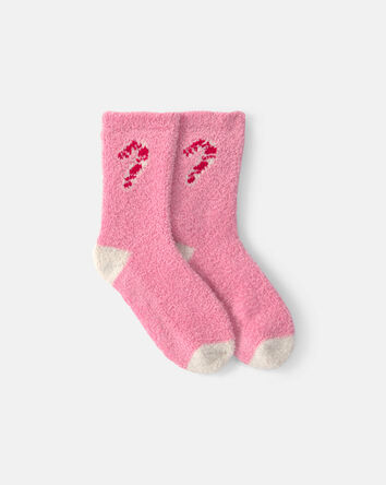 Toddler Girl Candy Cane Christmas Cozy Socks - Pink, 