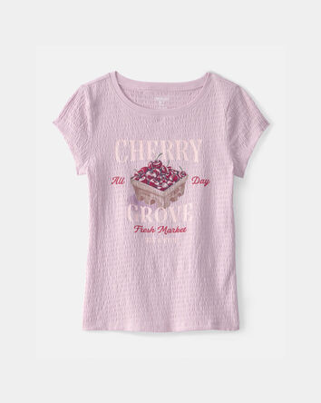 Filles - Haut en tissu gaufr&eacute;, cerise - Mauve, 
