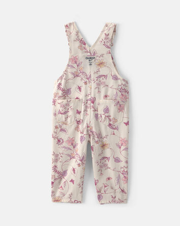 Baby Girl Floral Overalls - Ivory, 
