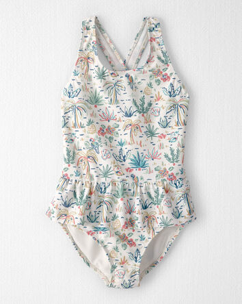 Filles - Maillot en mat&eacute;riaux recycl&eacute;s &agrave; imprim&eacute; de paradis tropical, 