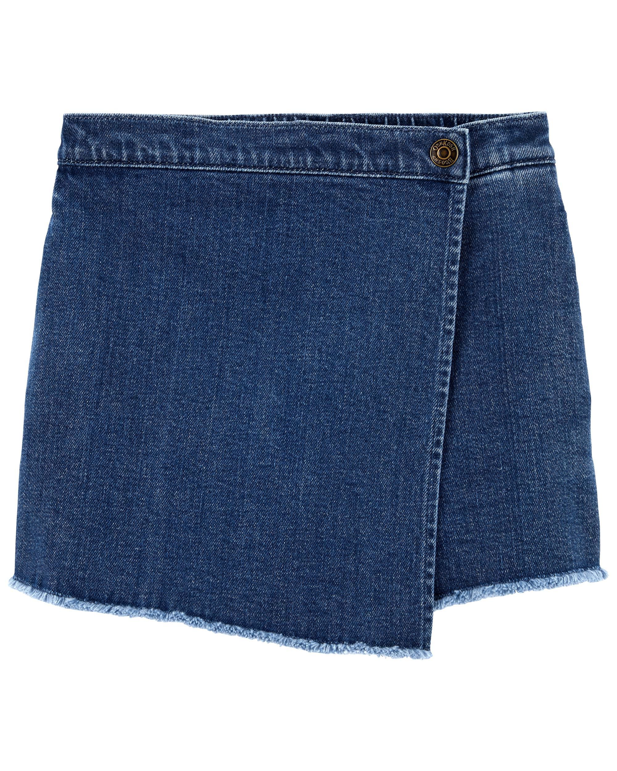 Denim wrap top frayed skirt