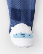 Toddler Boy Yeti Plaid Fleece Loose Fit 1-Piece Pyjamas - Blue, image 2 of 4 slides