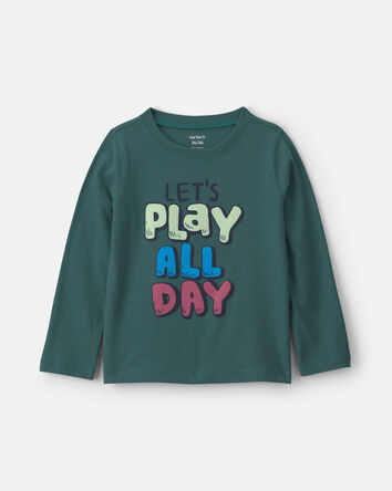 Toddler Boy 'Let's Play All Day' Long-Sleeve Graphic Tee - Green, 