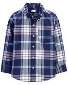 Button-Front Plaid Shirt , image 1 of 2 slides