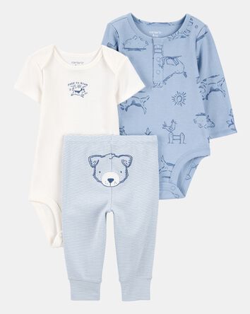 B&eacute;b&eacute; gar&ccedil;on - Ensemble 3 pi&egrave;ces Little Character &agrave; motif d&rsquo;ours , 