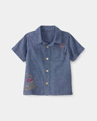 Baby Boy Disney&copy; Winnie the Pooh Chambray Embroidered Button-Down Shirt - Medium Wash, image 4 of 5 slides
