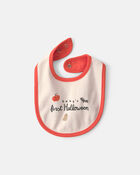 Baby 'Baby's First Halloween' Bib - Cream/Orange, image 2 of 4 slides