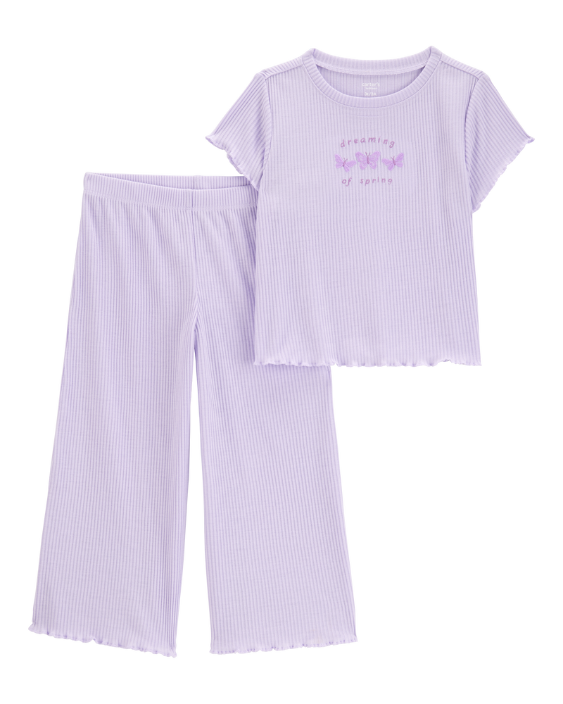 Toddler 2-Piece Butterfly Loose Fit Pyjamas - Purple, image 1 of 3 slides