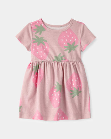 Baby Girl Strawberry Short-Sleeve Dress - Pink, 