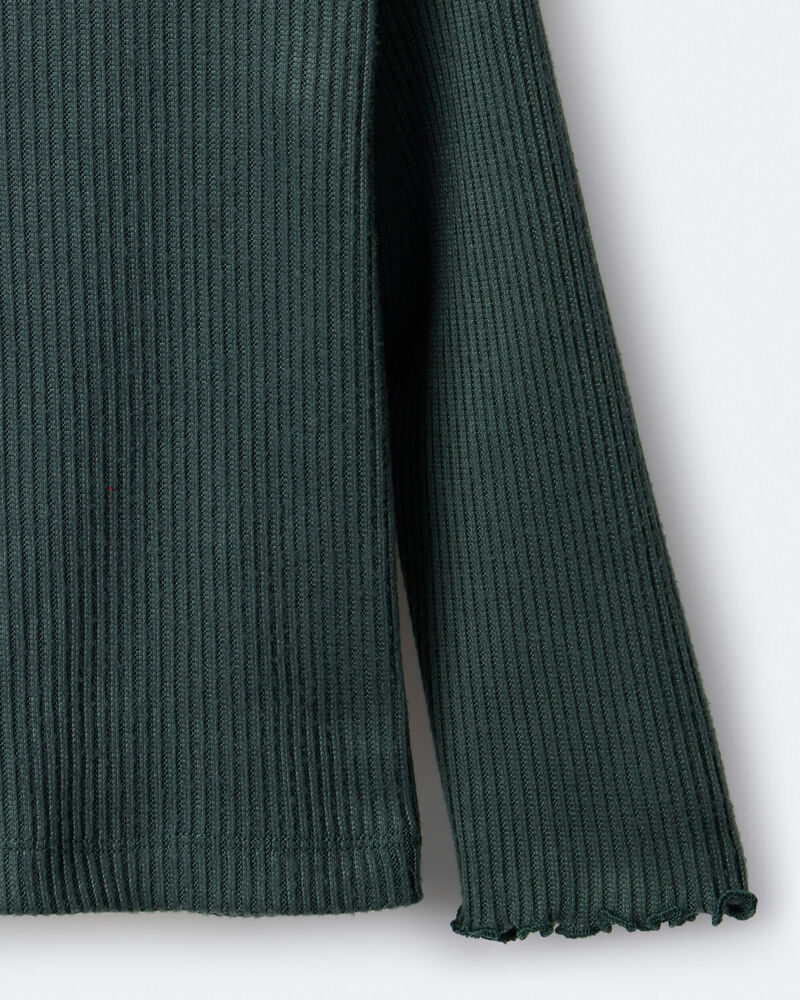 Toddler Girl Mock Neck Long-Sleeve Top - Dark Green, image 6 of 6 slides