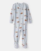 Tout-petit gar&ccedil;on - Pyjama une pi&egrave;ce ajust&eacute; en coton 100 % loutre - Bleu, image 1 sur 2 diapositives