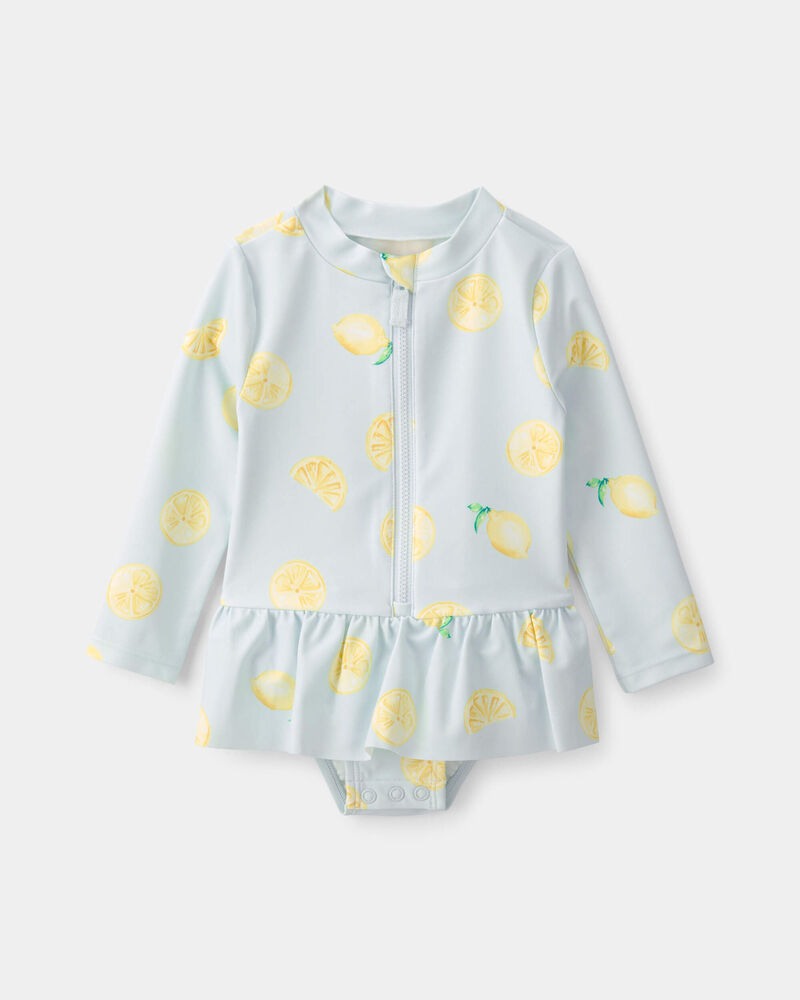 B&eacute;b&eacute; fille - Maillot dermoprotecteur 1 pi&egrave;ce, citrons - Bleu, image 1 sur 4 diapositives