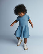 Toddler Girl French Terry Drop-Waist Dress - Teal, image 1 of 6 slides