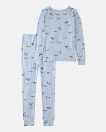 Gar&ccedil;ons - Ensemble 2 pi&egrave;ces pyjama PurelySoft &agrave; fermeture &agrave; glissi&egrave;re 2 sens, avion - Bleu, 