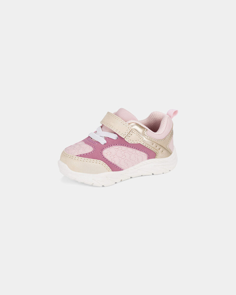 Baby Girl Every Step&reg; First Walker Heart Colour  Block Sneakers - Pink/Gold, image 6 of 6 slides