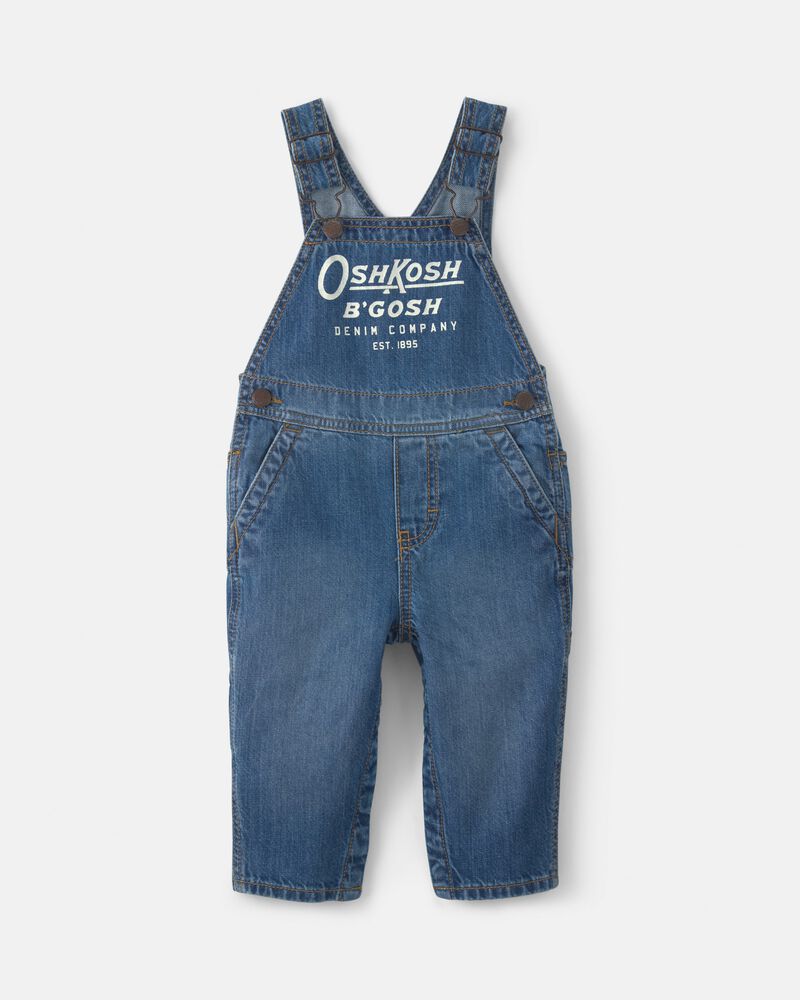Baby Logo Denim Overalls - Dark Wash, image 1 of 7 slides
